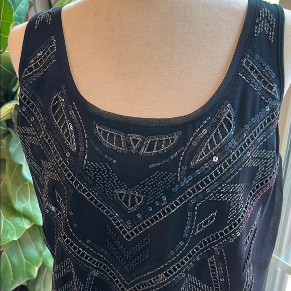 Express Black Embellished Women's Tank Top- Size Large - Picture 2 of 9